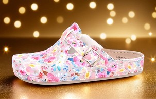 D-1290 bež cvetna klompa 39